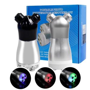 เครื่องนวดหน้าแบบไม่ใช้เข็ม LED โฟตอนเครื่องบำบัดด้วยไฟฟ้าแบบสั่น Alat pemijat wajah ยกกระชับผิว