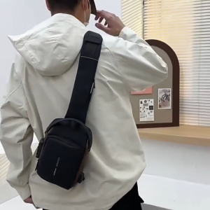 Men Sling Bag Combination Lock Anti-theft USB Charging Shoulder Bag Chest Bag Waterproof Crossbody Motorcycle Bag Daily Commute Beg