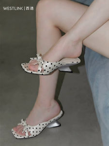 Dép Sandal Gót Nữ Polka Dot Mới Kiểu Hè Ngoài Trời