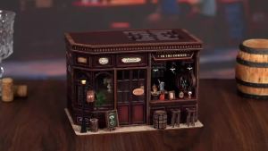 DIY Wooden Book Nook Kit 3D Tavern Miniature Dollhouse Puzzle Bookend Led Light Creative Handmade Craft Decor Gift Adults