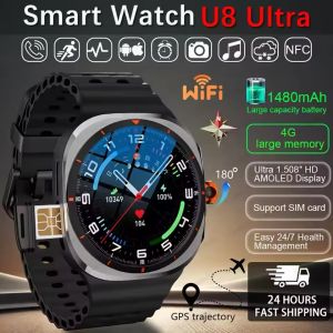 New Watch Ultra 8 4/5G Call Smart Watch 480*480 HD Screen SmartWatch Heart rate Camera NFC GPS Compass 1480mAh Sports Smartwatch