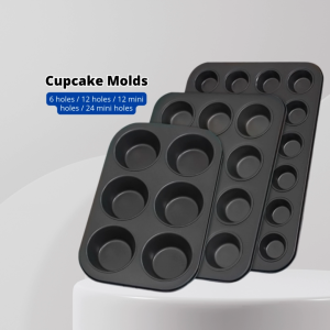 YU Round Muffin Cake Mould 6 Non Stick Muffin Cup Mould Holding Cake Bread Mould Household Small 6-Piece Big 12-Piece Paper Cup Cake Mould Baking Plate Carbon Steel Non Stick Oven