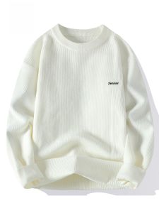 ROMON | Lormen Mens Round Neck Knitted Sweater Thickened Casual Inner Wear Winter Fashion City Style Long Sleeve Loose Fit Pullover