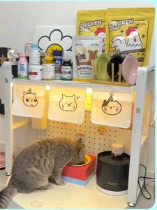 Cat Sand Box above Shelf Pet Supplies Dog Food Can Iron Art Multi-layer Storage Rack Small Cat Dining Hall Balcony Furniture