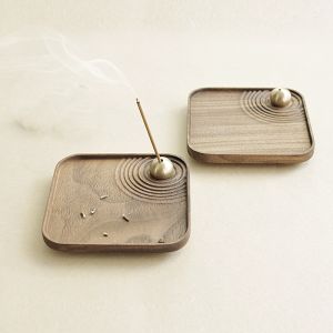 Đĩa Đựng Hương Gỗ Sồi Đen Đơn Giản Đĩa Đựng Hương Phòng Hương Gỗ Đàn Hương Đĩa Đựng Hương Đồ Trang Trí Nhà Phong Cách Trung Hoa