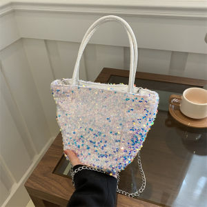 This Years Popular Super Popular Sequin Pouch Womens 2024 New Arrival Fashion All-Match Chain Messenger Bag Spring Bucket Bag