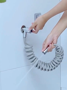 SUS 304 STAINLESS STEEL BIDET SILVER 3 IN 1 TOILET SPRAY GUN TELEPHONE SHOWER HOSE AUTOMATIC REBOUND BATHROOM