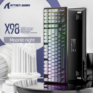 ATTACK SHARK | Attack Shark X98Pro 3-Mode Mechanical Keyboard Hot-Swappable RGB PBT Keycaps 80%Layout 102keys 4000mAh BatterySupport PC/Laptop