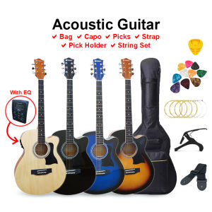 CAESAR (X-400C) 40 Inch Acoustic Guitar Cutaway Body With Accessories Set - Bag Capo Pick - Gitar Akustik Murah 吉他配件