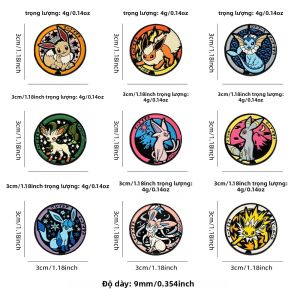 Bandai | Bộ 9 Ghim Cài Men Eeveelutions Dễ Thương Hình Gia Đình Eevee Ghim Cài Kim Loại Hoạt Hình Anime Dùng Trang Trí Ba Lô Và Quần Áo
