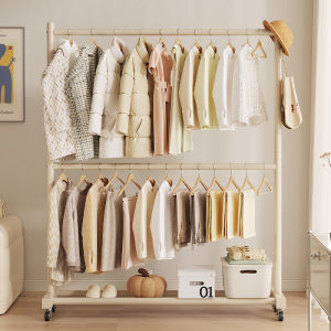 Double Layer Space Saving Bedroom Standing Clothes Hanger