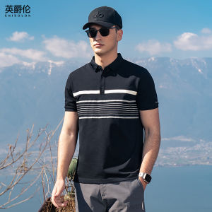Enjeolon | Silk Luster Cotton High-End Business Casual POLO Shirt Summer Turn-Down Collar