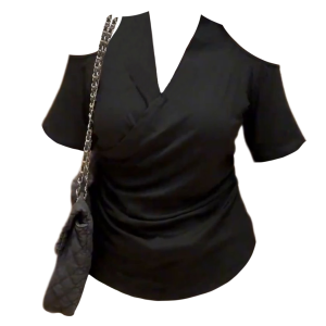 เสื้อยืดแขนสั้นทรงเข้ารูปสำหรับผู้หญิงไซส์ใหญ่ สีดำ ทรงเข้ารูป ทรงเข้ารูป แขนสั้น คอวี ทรงเข้ารูป แฟชั่นฤดูร้อน ผ้าฝ้ายผสม