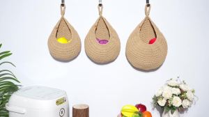 Wall-mounted Vegetable Basket Fruit Sundry Basket Natural Wicker Weave Storage Basket Kitchen Storage Home Decoration Organizer