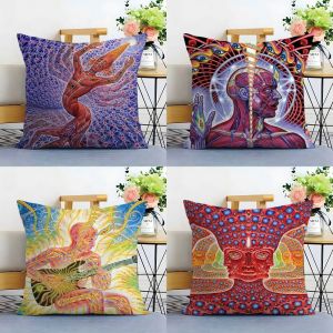 VIKAMA Psychedelic Abstract Art Cushion Cover Spiritual Vision Living Room Sofa Cushion Cover Meditation Space Room Decor