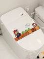 Mario Cartoon Bathroom Toilet Lid Decorative Waterproof Sticker Creative Cute Bathroom Decoration Cover up Ugly Paintings. 