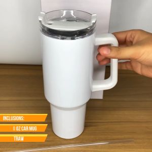 Partner Print- 40oz Tumbler with Handle & Straw Sublimation Coated Cars mug Vacuum Stainless Cup