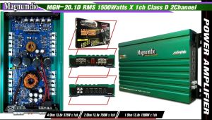 เพาเวอร์แอมป์ Magnumdio รุ่น MGN-20.1D เครื่องเสียงรถยนต์ 2 ชาแนล พาวเวอร์แอมป์ แอมป์ขยาย CLASS D 2CH 1500วัตต์ ขับซับ