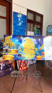 Tranh thuận buồm tráng gương tranh phong thuỷ Tranh thuận buồm xuôi gió cá heo đưa lộc về tráng gương treo tường GQC81
