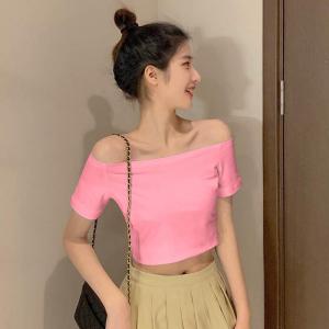 Black One-shoulder Slim Fit Crop T-shirt