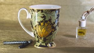 LOW PRICE High Quality Fine Bone China Tropical Leaf Coffee Cup with Box