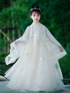 New 2025 Spring Autumn Childrens Traditional Chinese Hanfu Costume Girls Performance Outfit Super Fairy New Chinese Style Tang Suit