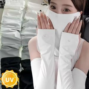 Summer Ice Silk Sun Protection Arm Sleeves Women Men Half Finger Sleeve Outdoor Driving Breathable Arm Protection Long Glove