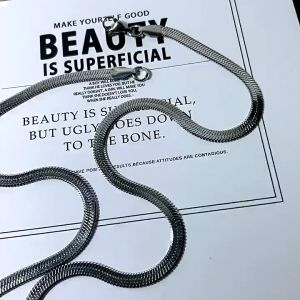 Kalung Titanium Rantai Gepeng Silver Dan Gold/Kalung Fashion Pria Wanita Bahan Stainles Stell Antikarat