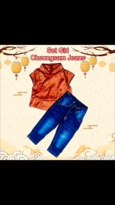 SETELAN ANAK PEREMPUAN IMLEK BLOUSE CHEONGSAM QIPAO IMPORT CASUAL CELANA PANJANG JEANS CHINESE STYLE