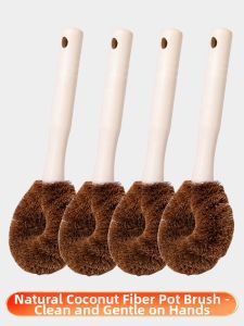 AOHU | Natural Coconut Fiber Long Handle Kitchen Scrubber