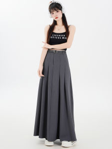 กระโปรงสั้นทรงเอสีเทา กระโปรงยาวคลุมเข่า กระโปรงสั้นทรงเอผ้าลายจุดสีพื้น ทรงเอยาว ทรงเอสไตล์เกาหลี กระโปรงสั้นสำหรับใส่ไปทำงาน