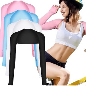 One-piece Ultra-thin Shawl Arm Sleeves Ice Silk Long Gloves Breathable Sun Protection Anti UV Hand Cover Warmer Outdoor Sports