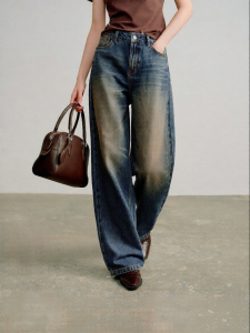 Toyouth | Quần Jeans Cotton Thẳng Tay Cao Bị Dye Bụi Sau Sự Kiện Tận Thế