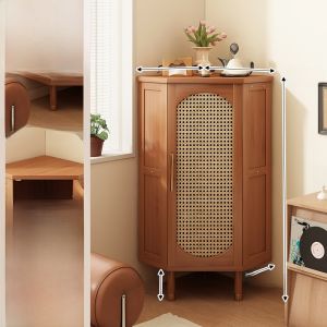 Retro Corner Cabinet Home Living Room Wall Corner Storage Rack Middle Ancient Style Corner Storage Cabinet against the Wall