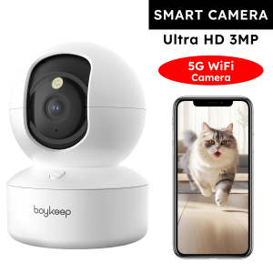 Boykeep 2K Pet Dog Camera with Phone App 5G/2.4GHz WiFi Indoor Security Baby Camera 360° Pan & Tilt 2-Way Audio Night Vision