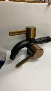 kran shower stainless cabang 2 hitam brown emas 06BG / keran air double 1/2 inch rose gold