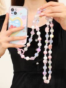 Clove Fairy Style Mobile Phone Charm Crossbody Long Acrylic Hand-Painted Beaded Phone Case Lanyard Small Bag Chain