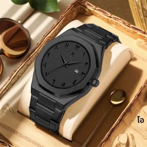 2025 นาฬิกาผู้ชายใหม่ VA VA VOOM กีฬาสแตนเลสแฟชั่นควอตซ์ 42 มม.สีดําธุรกิจกันน้ําปฏิทินนาฬิกาข้อมือ