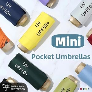 XMSJ | Mini Pocket Parasol Umbrella Foldable Automatic Rain Travel Umbrella Vinyl Folding UV Protection SunShade Pocket Parasol Capsule