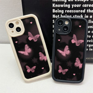 เคสสำหรับ OPPO A98 A96 A95 A94 A93 A92 A91 A79 A78 A77 A76 A74 A60 A18 A58 A17 A16 A57 A55 A54 A53 A52 A38 A31กันตกลาย A15เป็นลวดลายผีเสื้อสีชมพูในฝัน