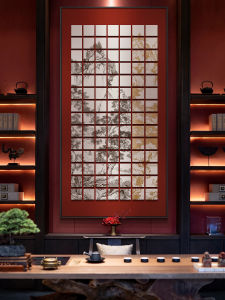 New Chinese Style Tea Room Zen Vertical Background Wall Decorative Painting Bedroom Study Mountain Water Landscape Artistic Hanging Picture