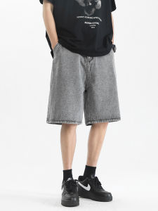 Denim shorts mens 2025 summer new slim fit fashion brand large shorts American high street retro loose washed vintage denim sho