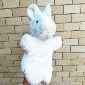 Blue rabbit hand puppet plush stuffed toy for children birthday gift