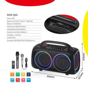 NDR-Q66 IKARAOKE BOX Professional System Bluetooh Speaker With Dual Microphone MIC