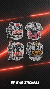 GYM UV Sticker 6CM–8CM | Waterproof Fitness Bodybuilding Sticker | Gym Bottle Laptop Phone Case Luggage Sticker