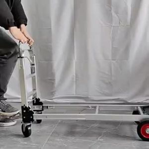 DEKES Folding flatbed cart portable 4-wheel load trolley aluminum alloy handling trolley hand push cart