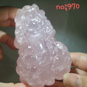 Rose Crystal Pixiu/粉水晶貔貅/有球必应(有求必应)貔貅/Handicraft gifts for home town Rose Quartz Lucky Pixiu ornaments
