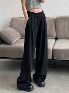 Black High Waist Wide Leg Pants Womens Casual Slimming Straight Cut Thin Summer Trousers Elegant Drapey plus Size
