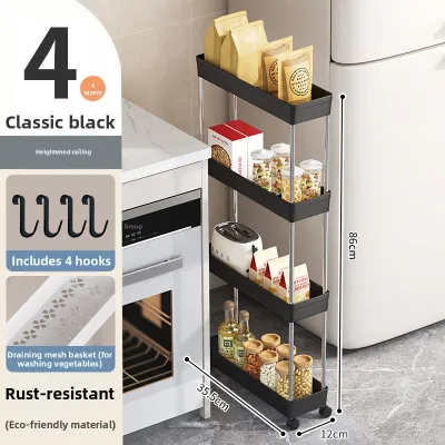 Space Saving Narrow Multi-layer Storage Cart On Wheels