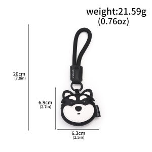 Fashion PU Leather Pets Dogs Animal Keychain Pendant Cute Husky Cat Couple Women Student Backpack Gift Jewelry Accessories